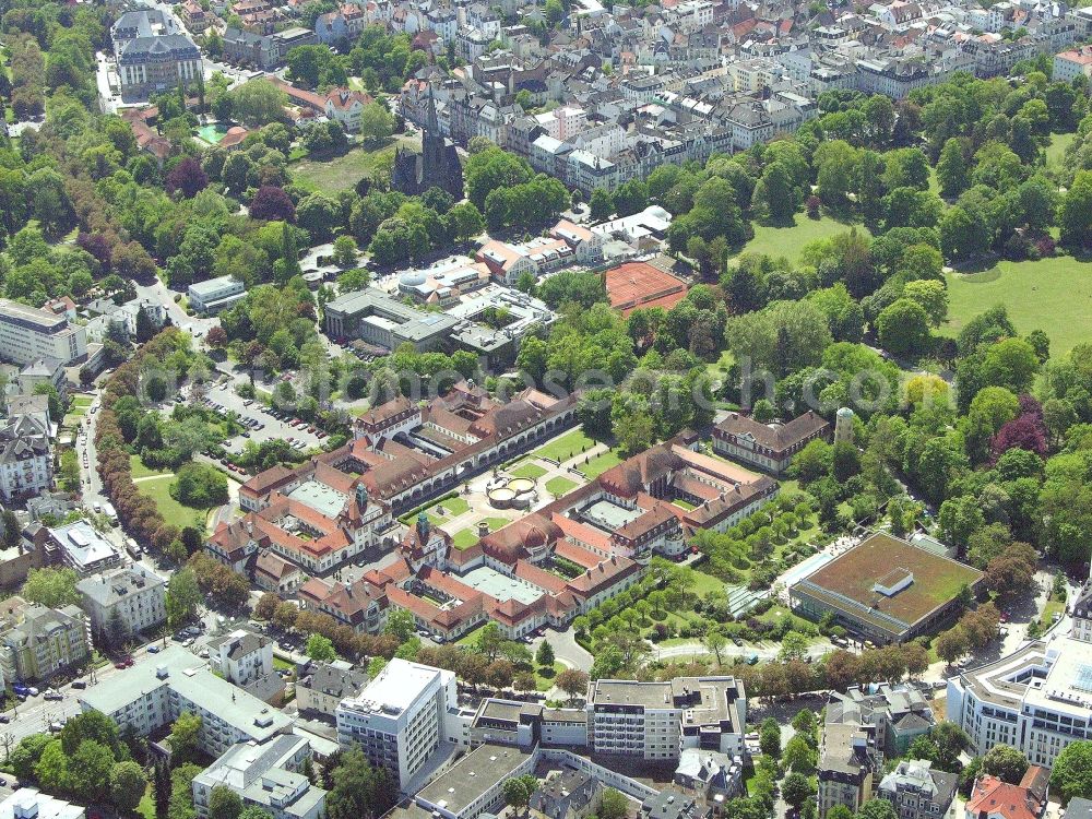 Bad Nauheim from above - The city center in the downtown area in Bad Nauheim in the state Hesse, Germany