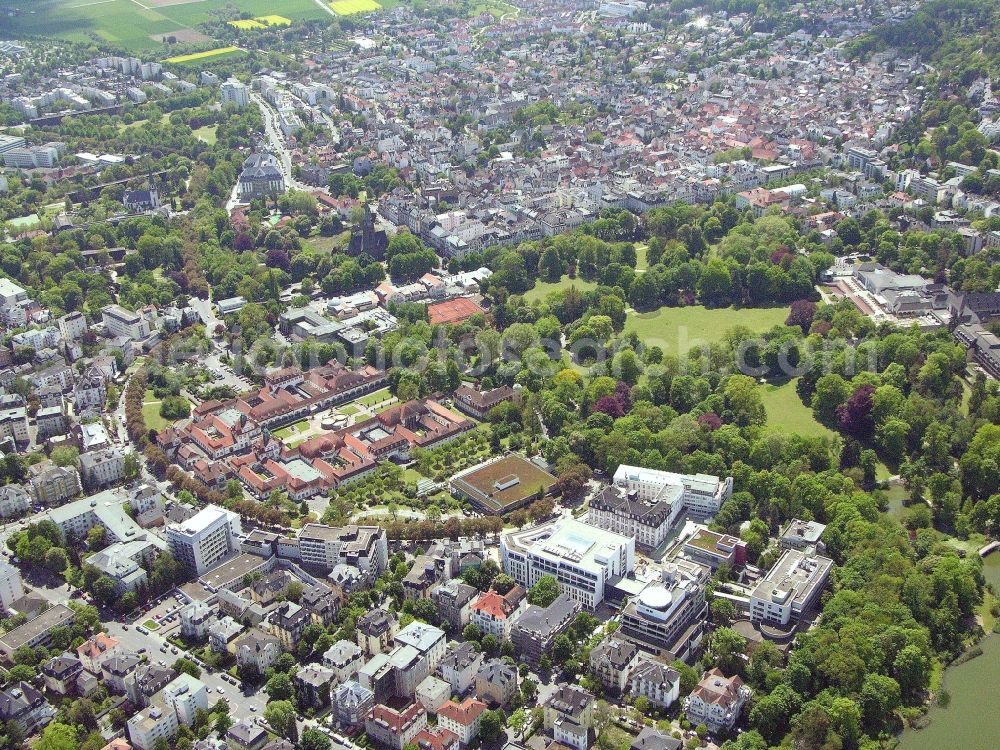 Bad Nauheim from the bird's eye view: The city center in the downtown area in Bad Nauheim in the state Hesse, Germany