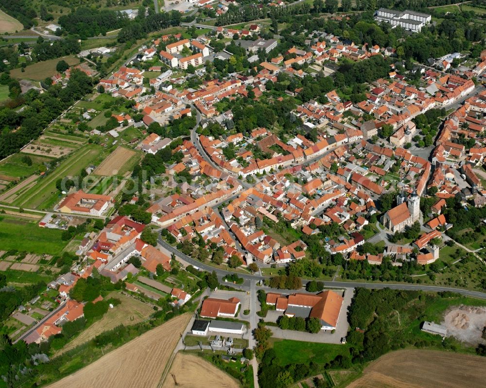 Bad Tennstedt from the bird's eye view: The city center in the downtown area in Bad Tennstedt in the state Thuringia, Germany