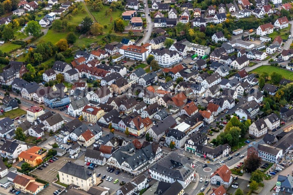 Balve from the bird's eye view: The city center in the downtown area in Balve in the state North Rhine-Westphalia, Germany