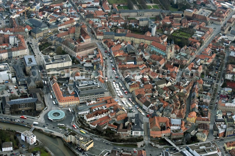 Bayreuth from the bird's eye view: The city center in the downtown are in Bayreuth in the state Bavaria