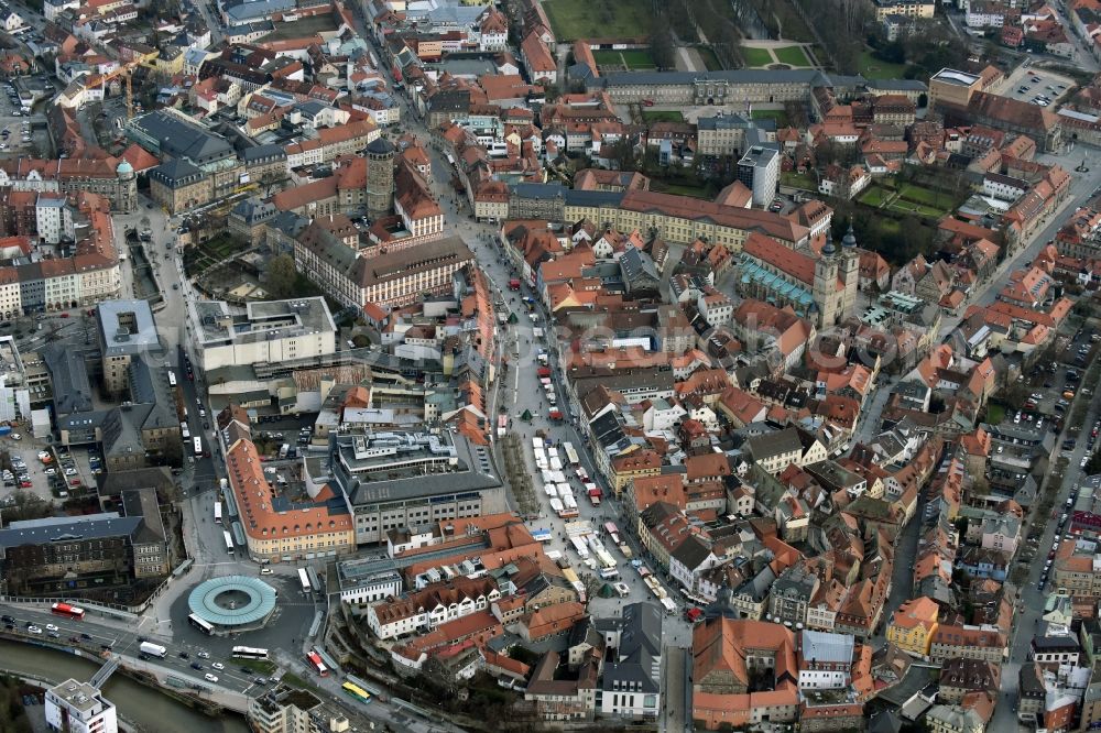 Aerial image Bayreuth - The city center in the downtown are in Bayreuth in the state Bavaria