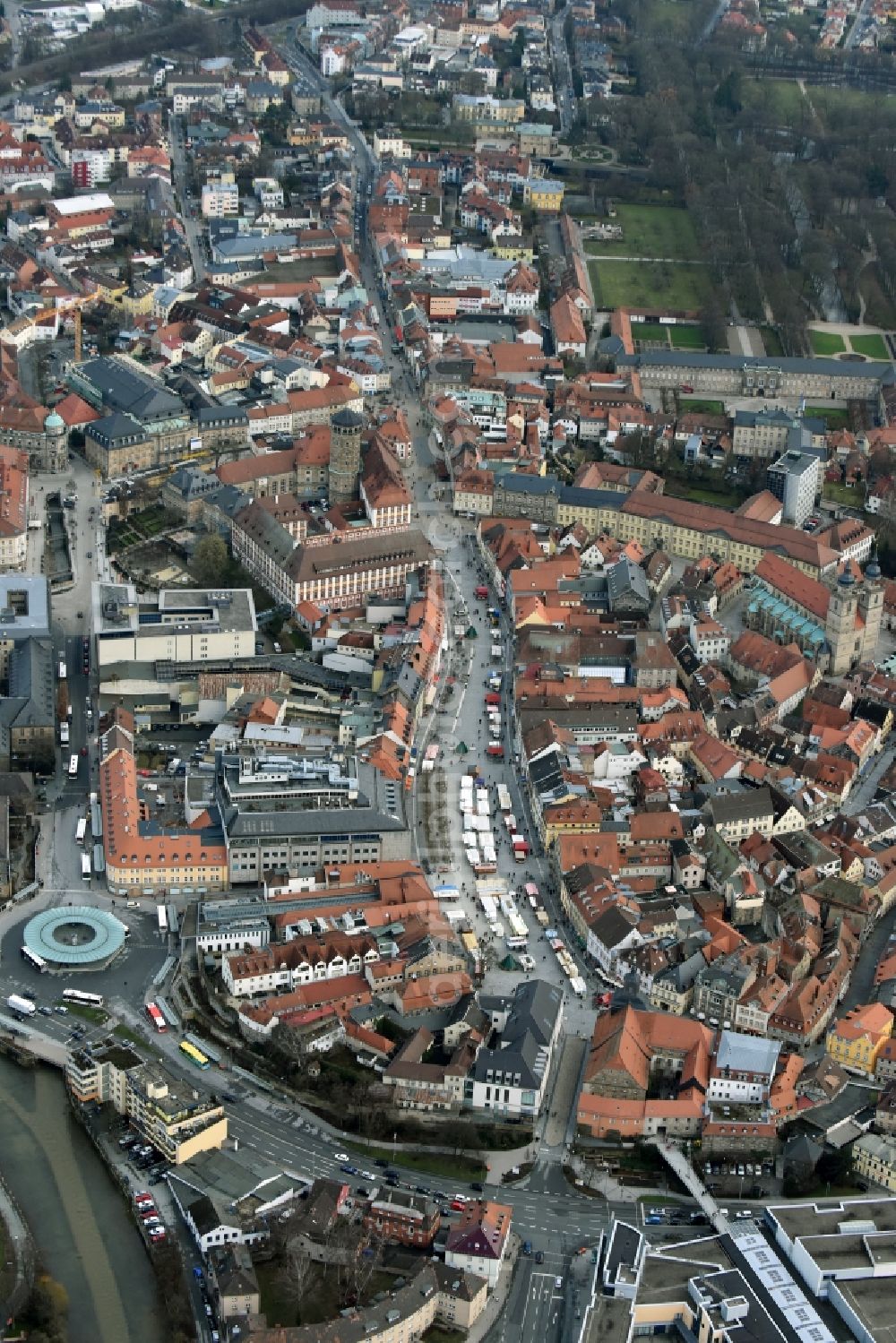 Aerial photograph Bayreuth - The city center in the downtown are in Bayreuth in the state Bavaria