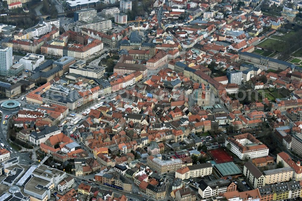 Bayreuth from above - The city center in the downtown are in Bayreuth in the state Bavaria