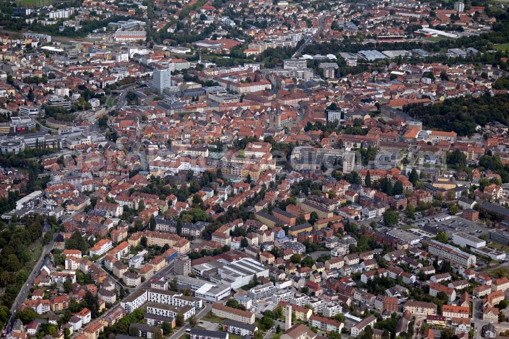 Aerial image Bayreuth - The city center in the downtown are in Bayreuth in the state Bavaria