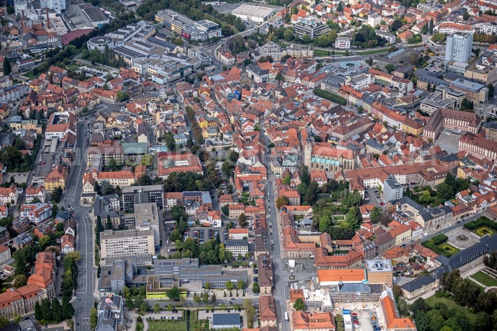 Bayreuth from above - The city center in the downtown are in Bayreuth in the state Bavaria