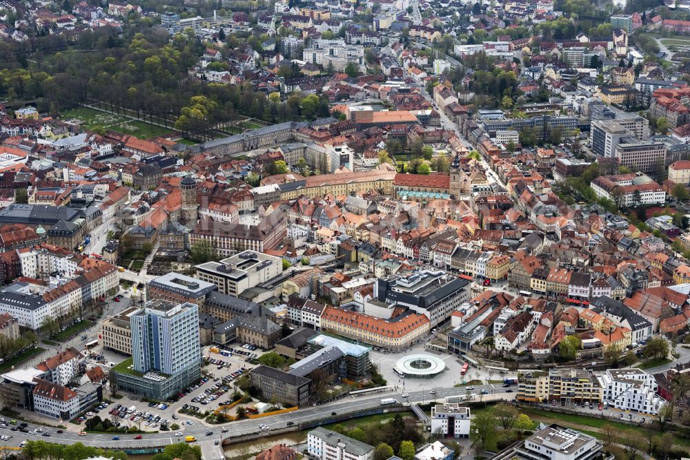 Aerial photograph Bayreuth - The city center in the downtown are on street Maximilianstrasse in Bayreuth in the state Bavaria