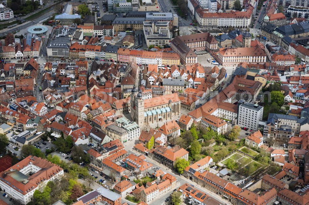 Bayreuth from above - The city center in the downtown are on street Maximilianstrasse in Bayreuth in the state Bavaria