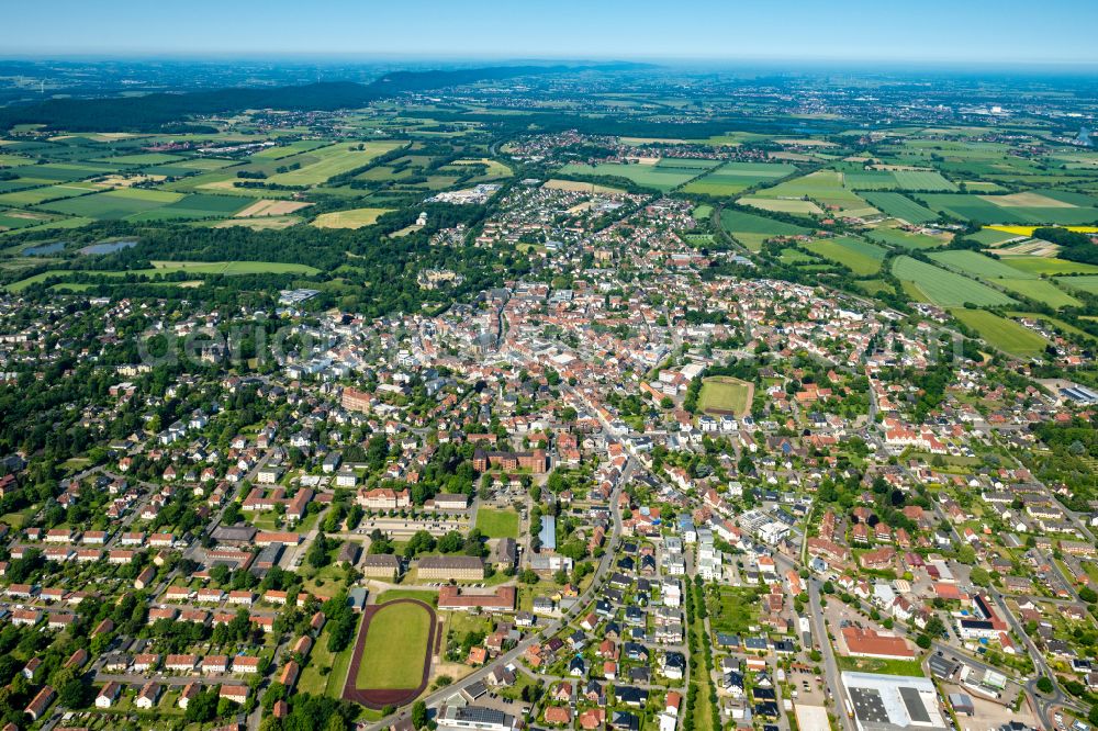 Bückeburg from above - The city center in the downtown area in Bueckeburg in the state Lower Saxony, Germany