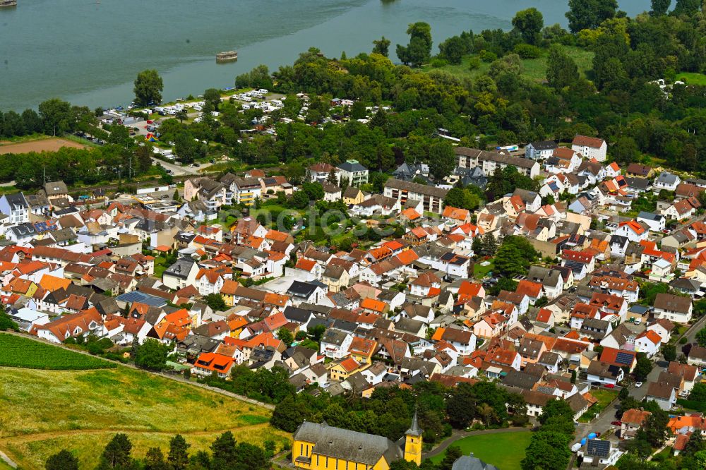 Aerial photograph Büdesheim - The city center in the downtown area in Büdesheim in the state Rhineland-Palatinate, Germany