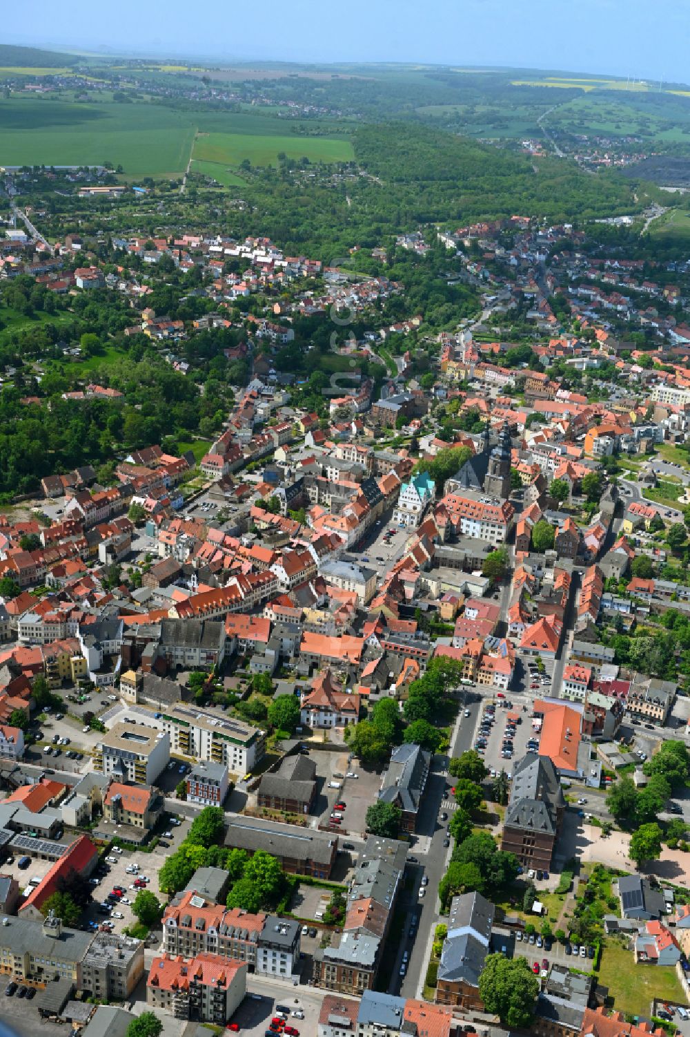 Beesenstedt from the bird's eye view: The city center in the downtown area in Beesenstedt in the state Saxony-Anhalt, Germany