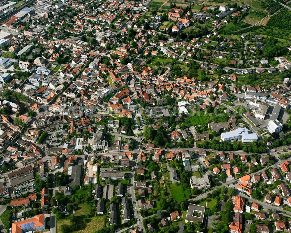 Aerial image Bühl - The city center in the downtown area in Bühl in the state Baden-Wuerttemberg, Germany