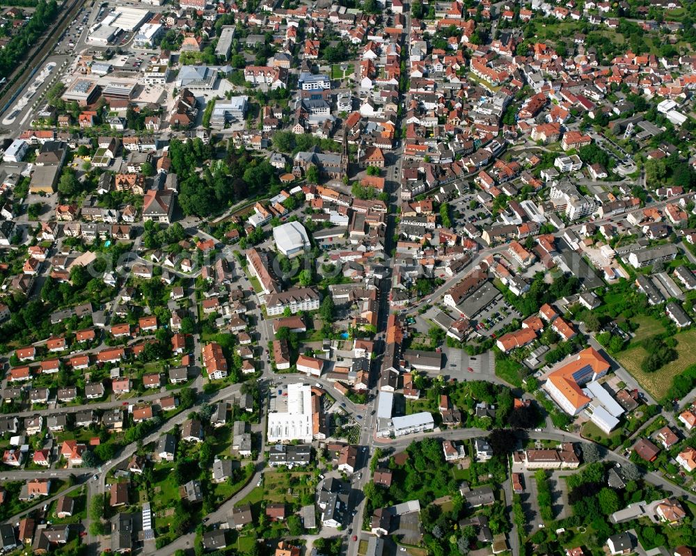 Aerial photograph Bühl - The city center in the downtown area in Bühl in the state Baden-Wuerttemberg, Germany