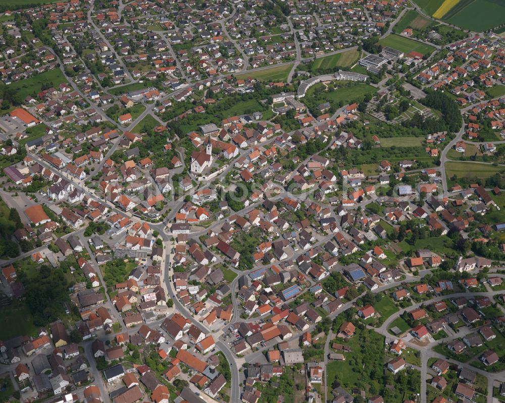 Aerial image Binzwangen - The city center in the downtown area in Binzwangen in the state Baden-Wuerttemberg, Germany