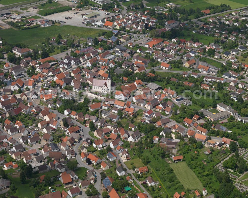 Aerial photograph Binzwangen - The city center in the downtown area in Binzwangen in the state Baden-Wuerttemberg, Germany