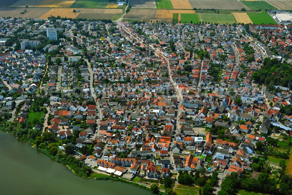 Bobenheim-Roxheim from above - The city center in the downtown area in Bobenheim-Roxheim in the state Rhineland-Palatinate, Germany