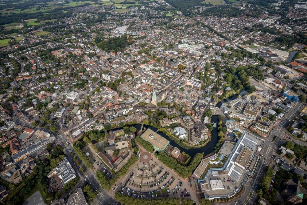 Bocholt from above - The city center in the downtown area in Bocholt in the state North Rhine-Westphalia, Germany