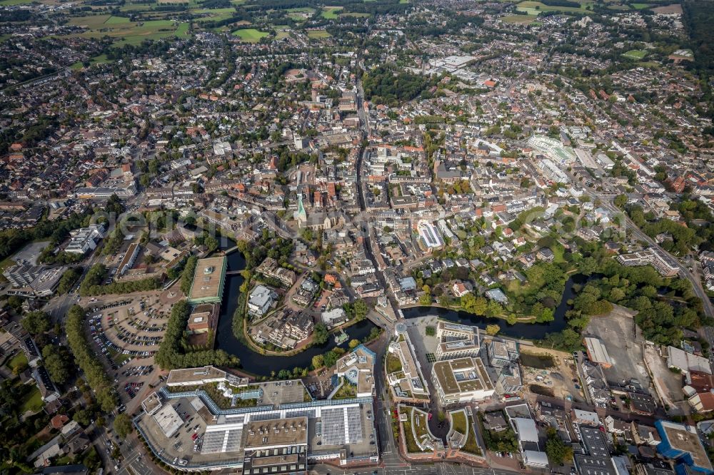 Bocholt from the bird's eye view: The city center in the downtown area in Bocholt in the state North Rhine-Westphalia, Germany