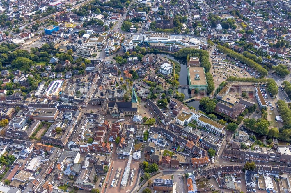 Bocholt from the bird's eye view: The city center in the downtown area in Bocholt in the state North Rhine-Westphalia, Germany