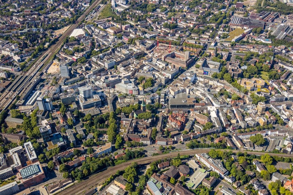 Bochum from above - The city center in the downtown area in Bochum in the state North Rhine-Westphalia, Germany