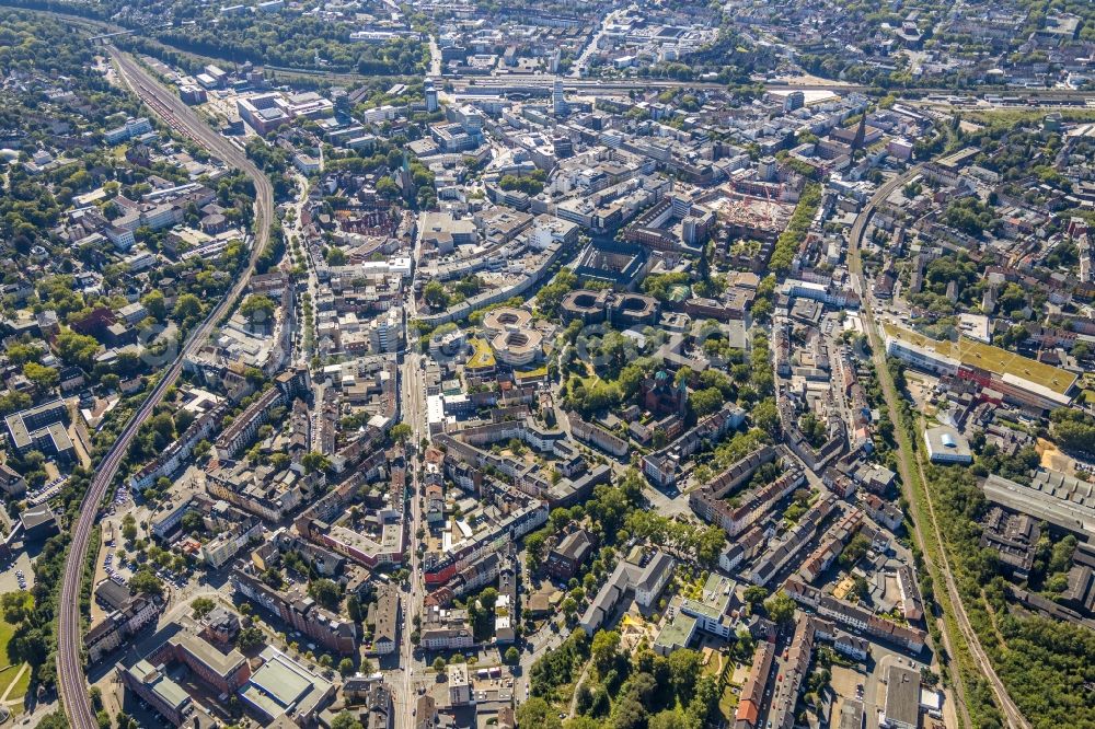 Bochum from the bird's eye view: The city center in the downtown area in Bochum in the state North Rhine-Westphalia, Germany