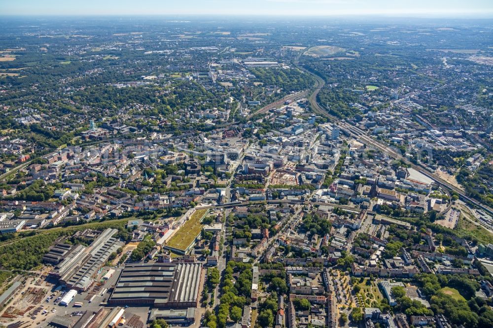 Aerial image Bochum - The city center in the downtown area in Bochum in the state North Rhine-Westphalia, Germany