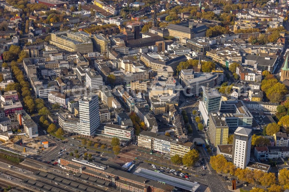 Bochum from above - The city center in the downtown area along the Wittener Strasse - Massenbergstrasse in Bochum at Ruhrgebiet in the state North Rhine-Westphalia, Germany