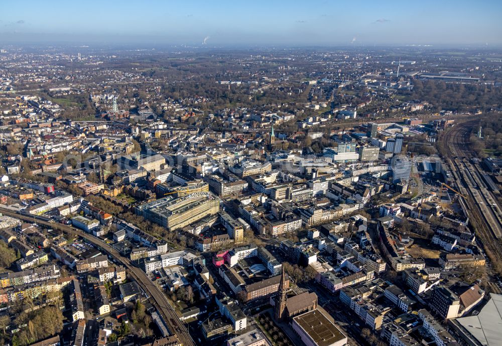 Aerial image Bochum - The city center in the downtown area in Bochum at Ruhrgebiet in the state North Rhine-Westphalia, Germany