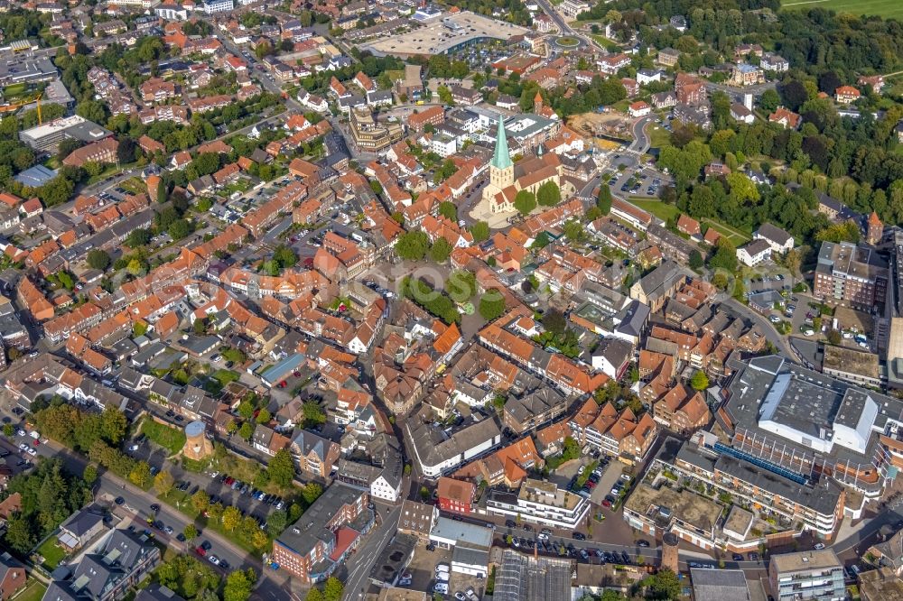 Aerial image Borken - The city center in the downtown area in Borken in the state North Rhine-Westphalia, Germany