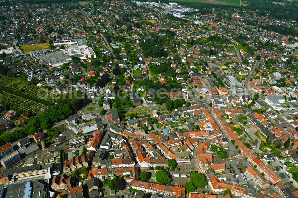 Borken from the bird's eye view: The city center in the downtown area in Borken in the state North Rhine-Westphalia, Germany