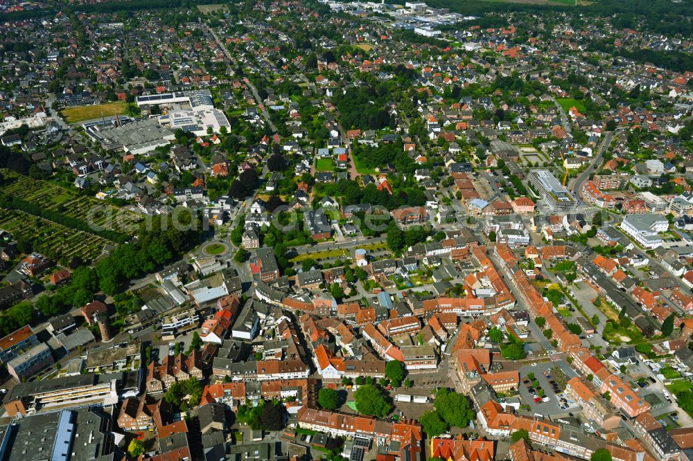 Aerial image Borken - The city center in the downtown area in Borken in the state North Rhine-Westphalia, Germany