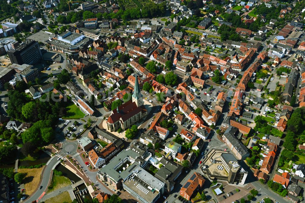 Aerial image Borken - The city center in the downtown area in Borken in the state North Rhine-Westphalia, Germany