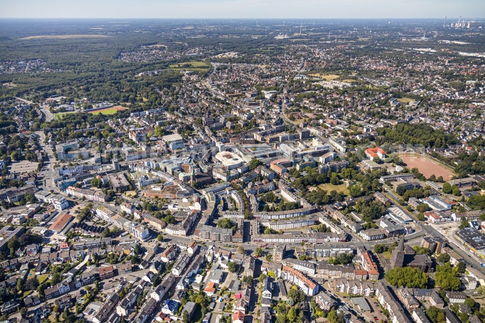 Aerial image Bottrop - The city center in the downtown area in Bottrop in the state North Rhine-Westphalia, Germany