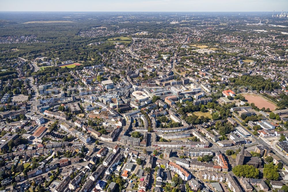 Bottrop from the bird's eye view: The city center in the downtown area in Bottrop in the state North Rhine-Westphalia, Germany