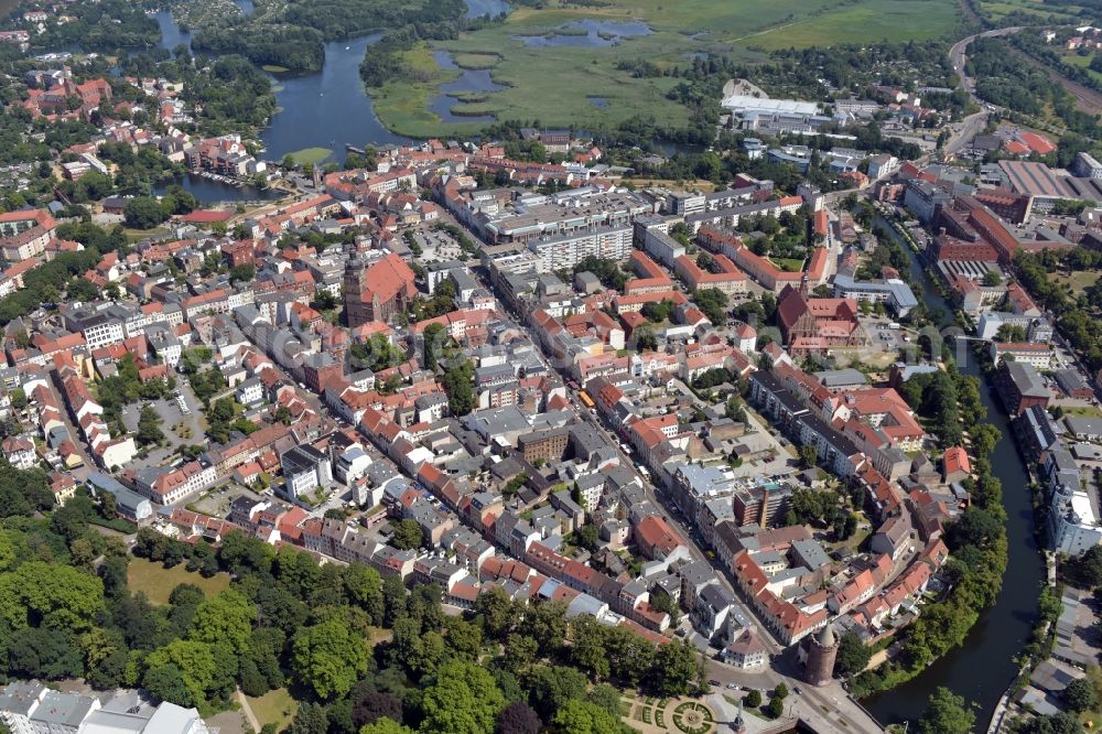 Brandenburg an der Havel from above - The city center in the downtown area in Brandenburg an der Havel in the state Brandenburg