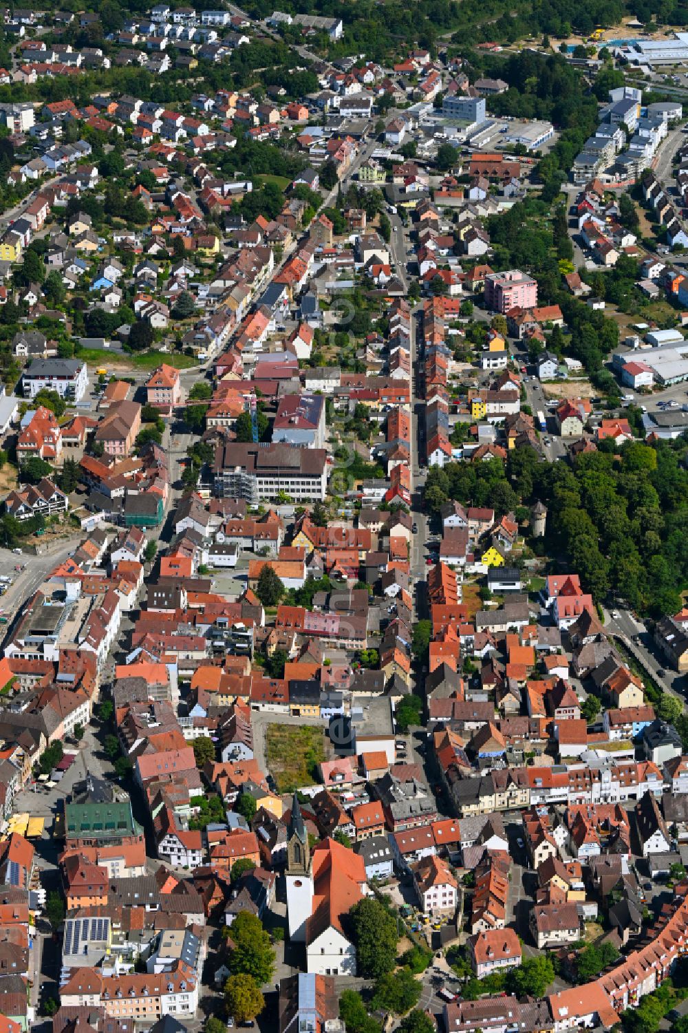 Aerial image Bretten - The city center in the downtown area in Bretten in the state Baden-Wuerttemberg, Germany