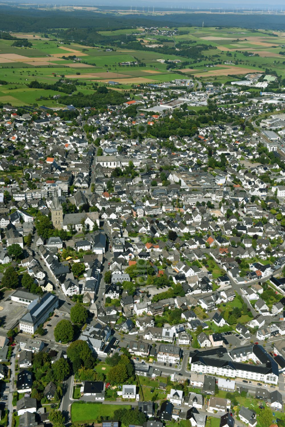Aerial photograph Brilon - the city center in the downtown area in Brilon at Sauerland in the state North Rhine-Westphalia, Germany