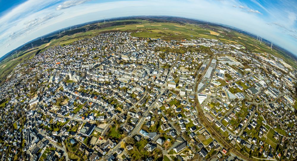 Brilon from the bird's eye view: The city center in the downtown area in Brilon at Sauerland in the state North Rhine-Westphalia, Germany