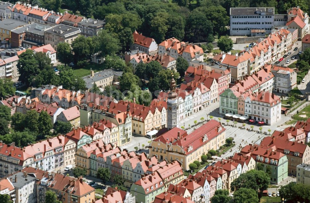 Aerial image Bunzlau Boles?awiec - The city center in the downtown area in Bunzlau BolesA?awiec in Lower Silesia, Poland