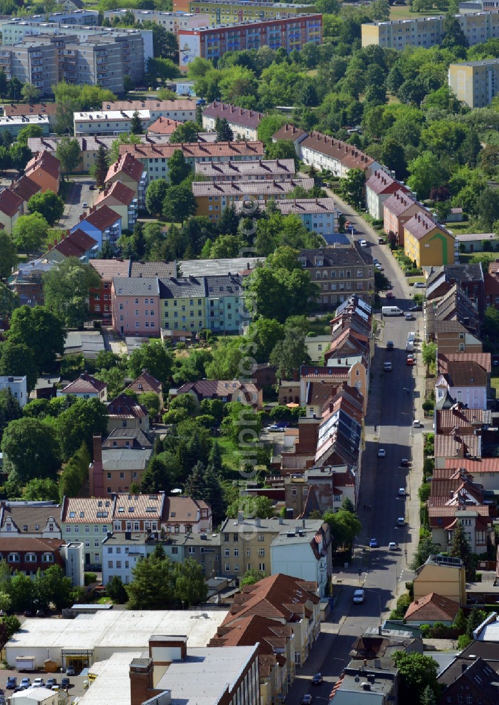 Aerial photograph Burg (bei Magdeburg) - The city center in the downtown are in Burg (bei Magdeburg) in the state Saxony-Anhalt