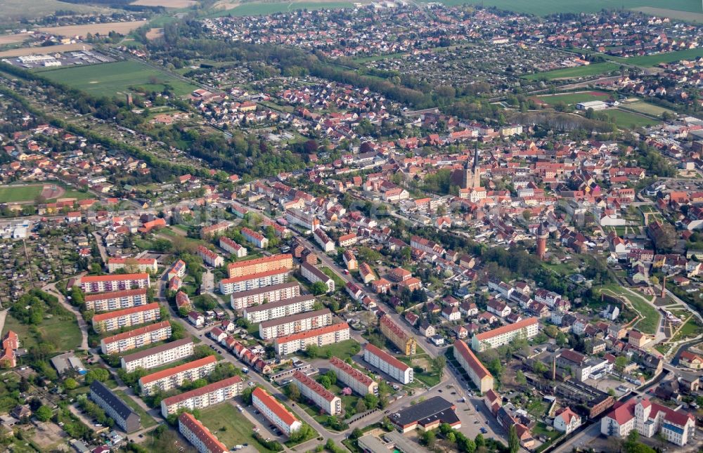 Burg from the bird's eye view: The city center in the downtown are in Burg (bei Magdeburg) in the state Saxony-Anhalt