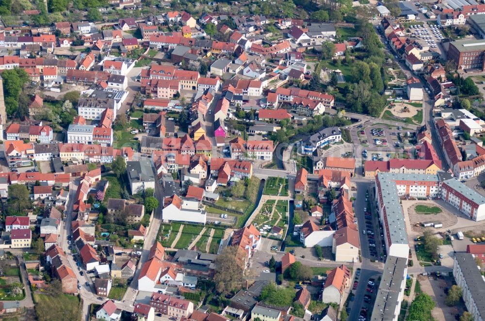 Aerial image Burg - The city center in the downtown are in Burg (bei Magdeburg) in the state Saxony-Anhalt