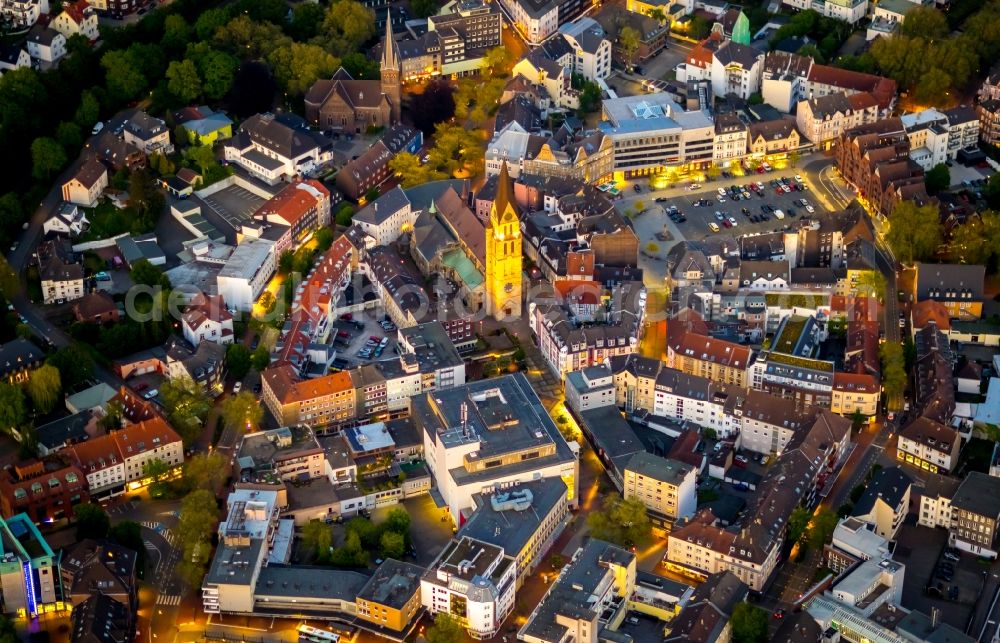 Aerial image Castrop-Rauxel - The city center in the downtown area in Castrop-Rauxel at Ruhrgebiet in the state North Rhine-Westphalia, Germany