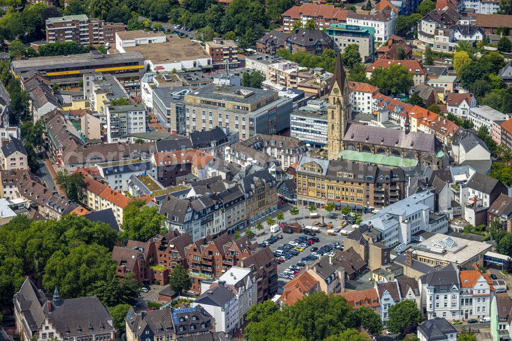 Aerial image Castrop-Rauxel - The city center in the downtown area on street Am Markt in Castrop-Rauxel at Ruhrgebiet in the state North Rhine-Westphalia, Germany