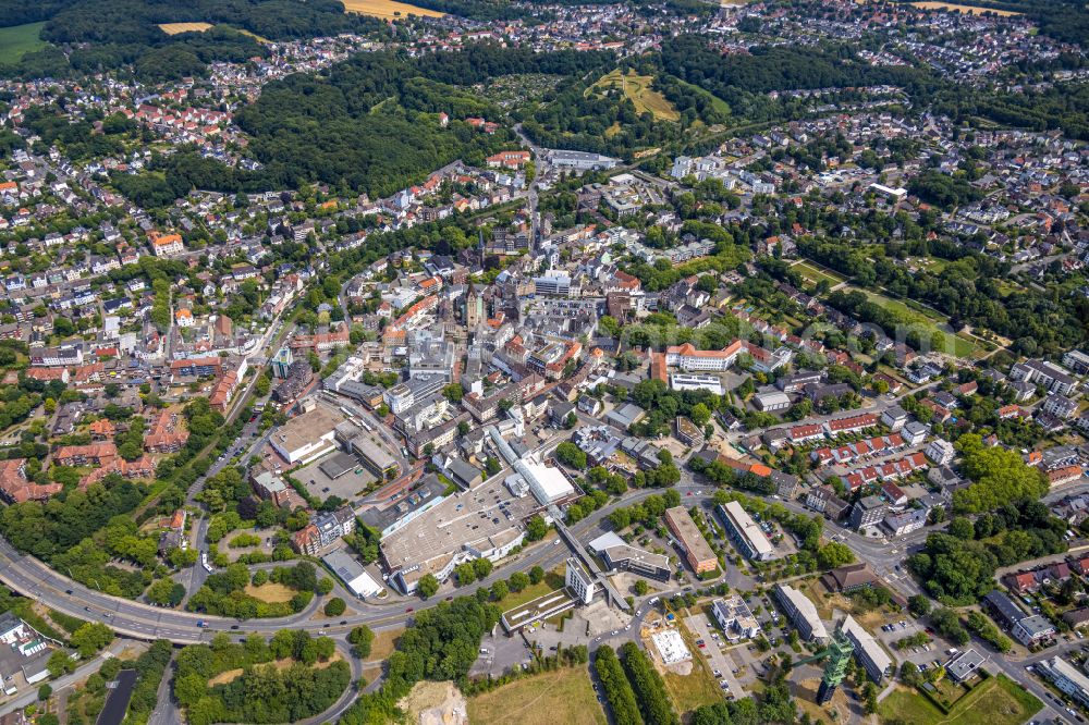 Aerial image Castrop-Rauxel - The city center in the downtown area on street Am Markt in Castrop-Rauxel at Ruhrgebiet in the state North Rhine-Westphalia, Germany