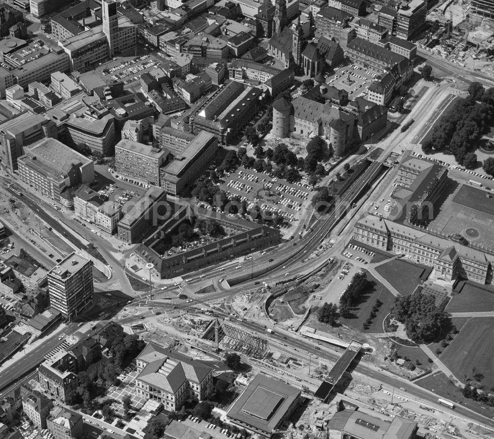 Stuttgart from the bird's eye view: The city center in the downtown area on Charlottenplatz in the district Stadtzentrum in Stuttgart in the state Baden-Wuerttemberg, Germany