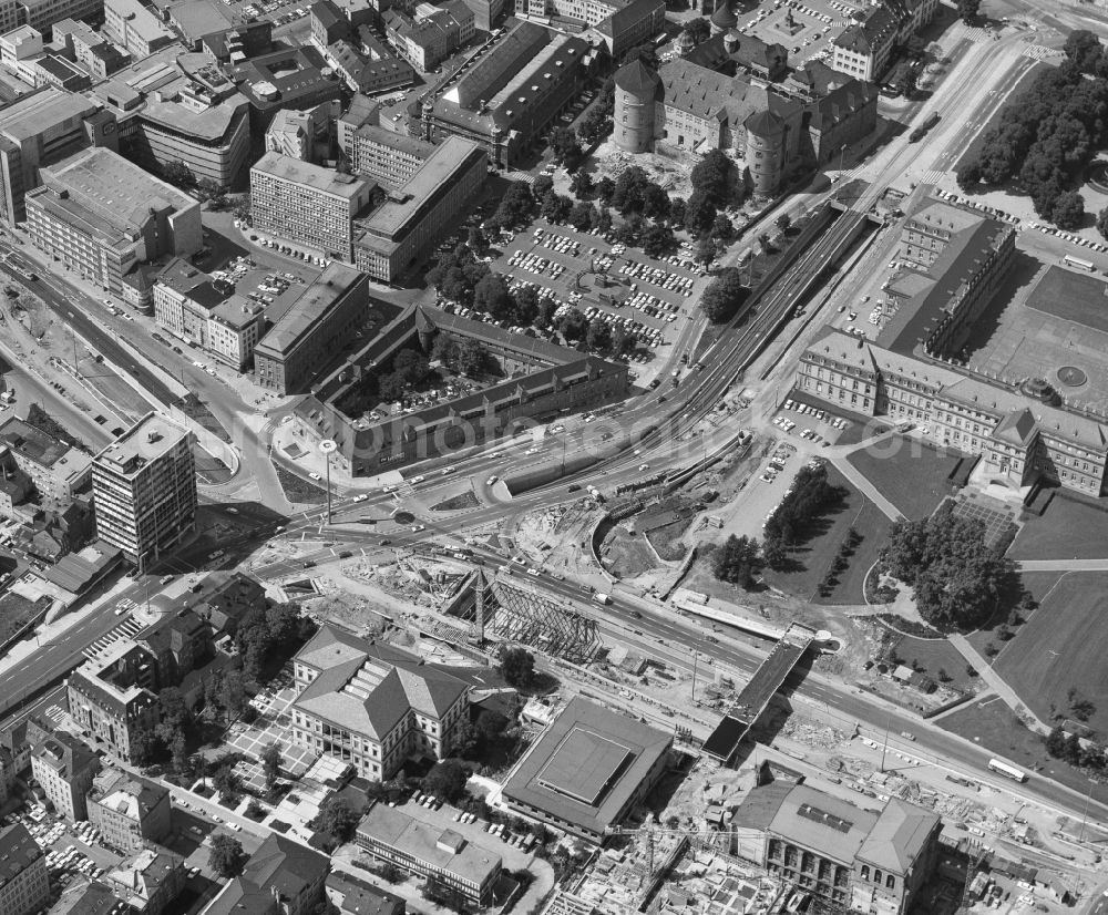 Aerial image Stuttgart - The city center in the downtown area on Charlottenplatz in the district Stadtzentrum in Stuttgart in the state Baden-Wuerttemberg, Germany