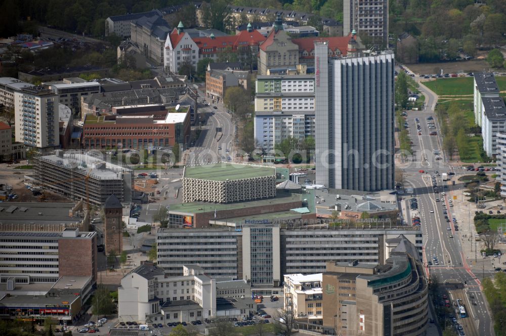 Aerial photograph Chemnitz - The city center in the downtown area in the district Zentrum in Chemnitz in the state Saxony, Germany