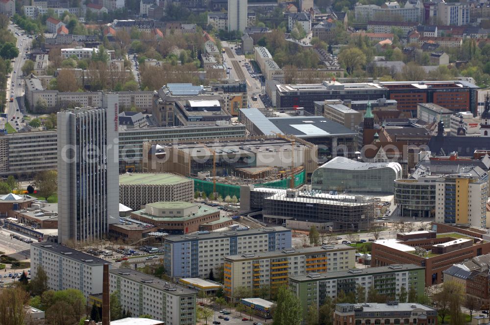 Chemnitz from above - The city center in the downtown area in the district Zentrum in Chemnitz in the state Saxony, Germany