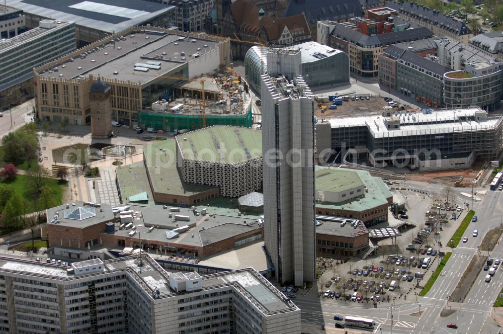 Chemnitz from the bird's eye view: The city center in the downtown area in the district Zentrum in Chemnitz in the state Saxony, Germany